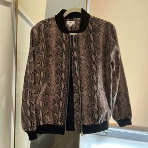 Snakeskin effect bomber jacket